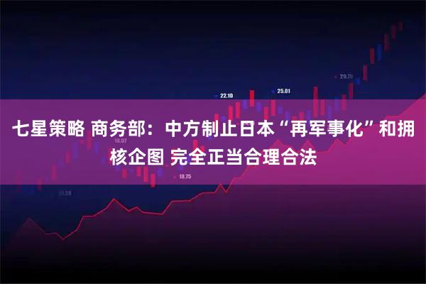 七星策略 商务部：中方制止日本“再军事化”和拥核企图 完全正当合理合法